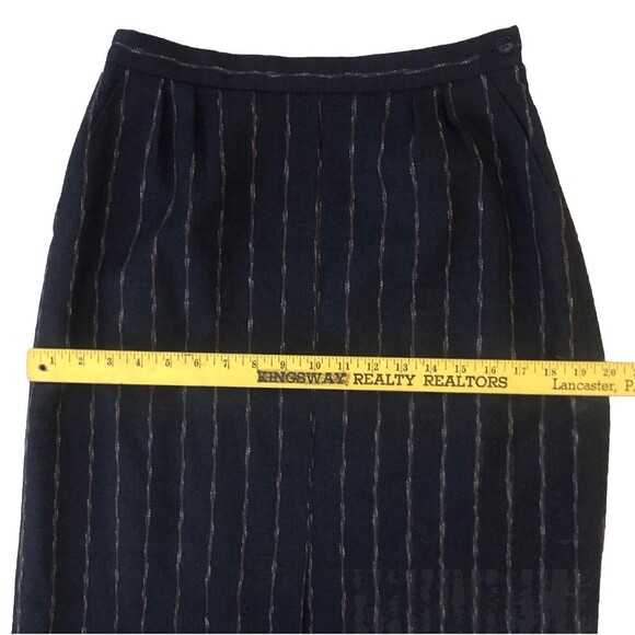 VTG Jaeger London Pinstripe Wool Skirt Suit Set Womens Sz 12 Timeless Menswear - Picture 15 of 16